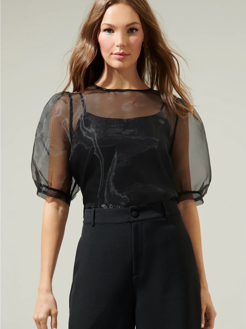 Sugarlips Sabrina Organza Bow Puff Sleeve Top - Picture 3 of 4